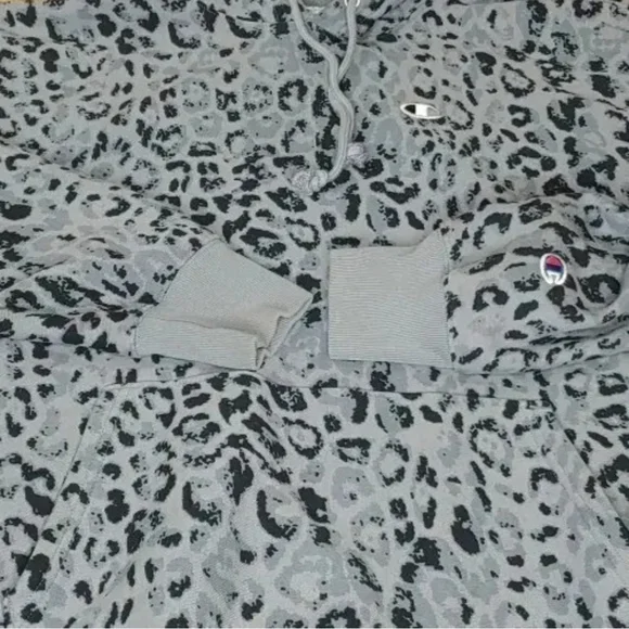 Champion Reverse Weave Hoodie Sweatshirt Adult 3X Animal Print Gray Leopard - Picture 5 of 12